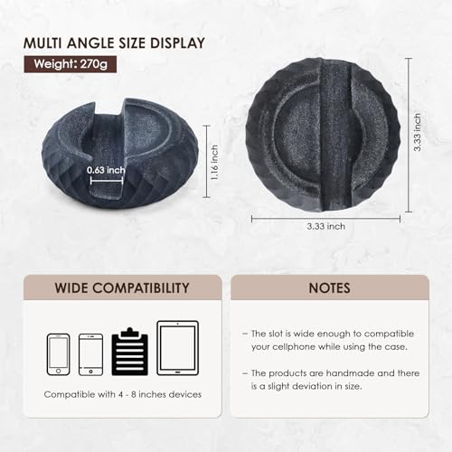 Artificial Stone Cell Phone Stand for Desk Handcraft Diamond Patterned Minimalist Decor for Desk Kitchen Counter Office Easy of Use Sturdy and Stable(Black) - color: black diamond stone