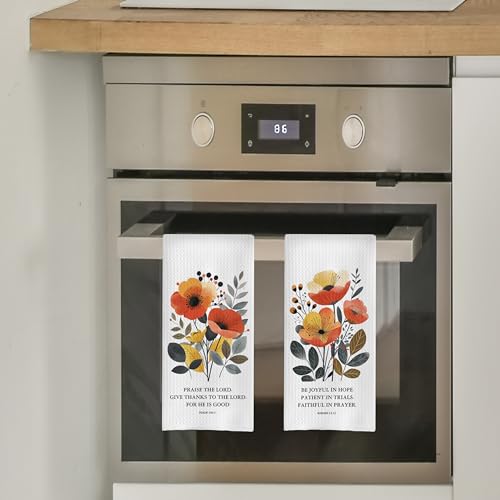 Inspirational Christian Kitchen Towels 16x24 Inch Set of 2, Christian Gifts for Women, Christian Bible Verse Dish Towels for Kitchen, California Poppy Decorative Hand Towels for Bathroom Kitchen - color: Christian Kitchen Towels6