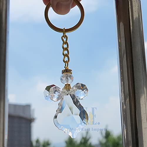 WE 12 Pcs Angel Crystal Keychains, Organza Bag Wedding Party Favors