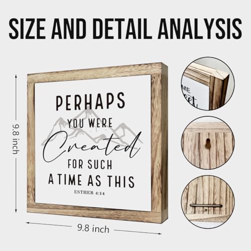 Scripture Sign, Perhaps You Were Created For Such A Time Like This Signs, Wooden Plaques Box Signs, Inspirational Christian Decor, Bible Verse Decor, Church Decoration Art, Motivational Desk Decoration - color: Christian 08