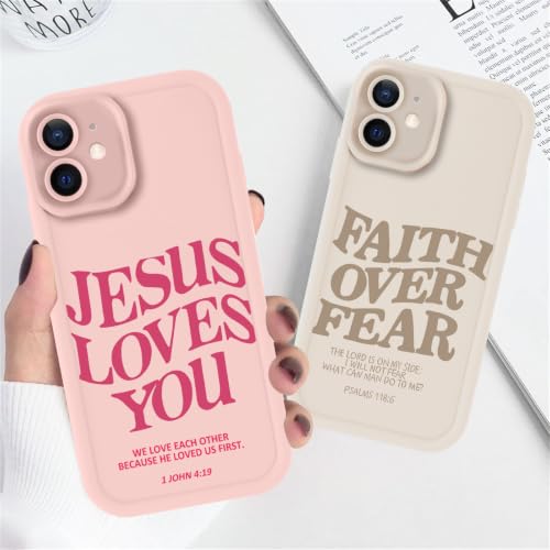 for iPhone 11 6.1'' 2 Pack Cute Christian Jesus Phone Case - color: Pink & Brown Jesus Faith Slogan, size: iPhone 11