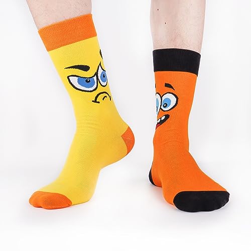Jeasona Mens Socks Funny Fun Crazy Dress Crew Colorful Gifts for Men - color: Multicolored Funny Face 5 Pairs