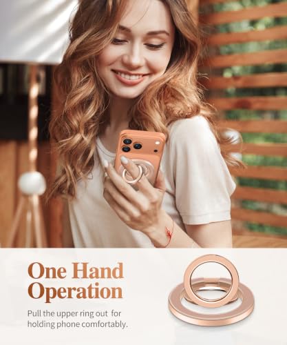 GVIEWIN Magnetic Phone Ring Holder, Compatible with MagSafe Phone Grip - color: Clear/Brown