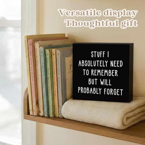 Funny Desk Decor, Office Humor Gifts for Coworkers Sign - color: Black-stuff i absolutely need-5x5
