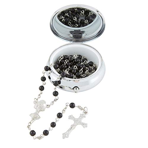 Needzo Boys Black Bread of Life First Communion Rosary with Case Gift Set, 18 Inch