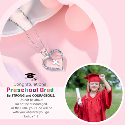 UPROMI Cross Necklace for Girls Back to School Baptism Graduation Gifts - style: Preschool Graduation