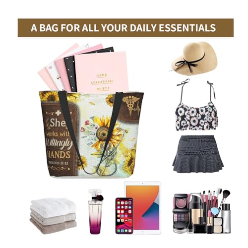 Bible Tote Bags for Women Church Shoulder Bags with zipper Aeathetic Christian Religious Gifts for Women - color: Nurse 02