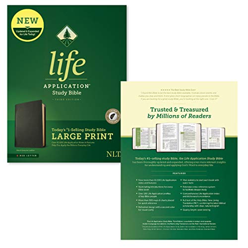NLT Life Application Study Bible, Third Edition, Large Print (Genuine Leather, Black, Indexed, Red Letter)