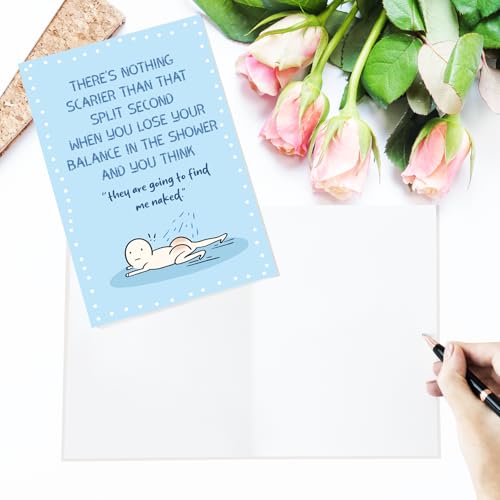 Funny Sarcastic Friendship Birthday Card for Bistie Friend, Humorous Just Because Card for Her Him, Relatable Shower Slip Meme Greeting Card - color: #1