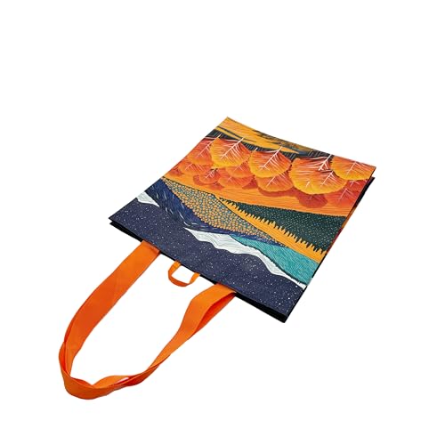 Earthwise Reusable Grocery Bags – Printed Gift Totes, Foldable & Water‑Resistant Shopping Bags, Durable Multi‑Use Eco Bags with Mountains Design (5 Pack)