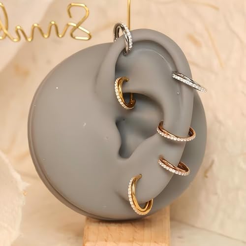 Conch Hoop Earring Conch Piercing Jewelry Cross Nose Ring Earlobe Earring - color: Silver, size: 16G 8mm