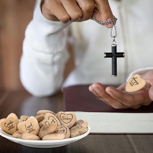 Geelin 72 Pcs Christian Gifts Bulk Wooden Hearts, Natural - color: Natural