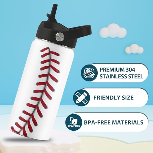 Baseball Gifts for Baseball Lovers Players, 16 oz Water Bottle with Straw - color: Baseball