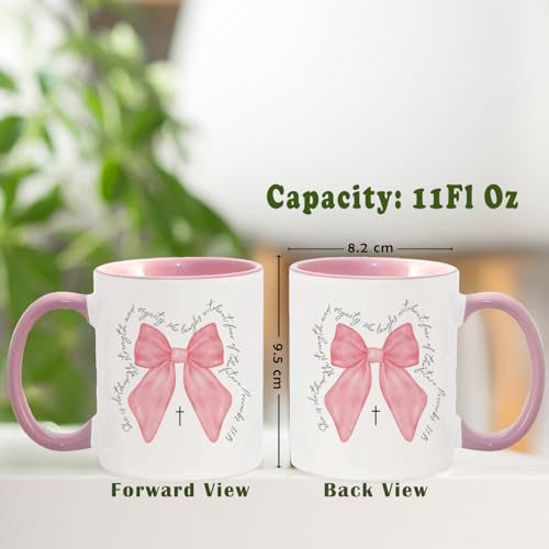 Coquette Pink Bow Christian Ceramic Coffee Mug for Women Girls