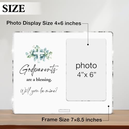 Godfather Gifts Picture Frame, Godfather Gifts From Godchild, Godfathers Are a Blessing Acrylic Photo Frames, Photo 4 x 6 Inches - color: Godparents- C