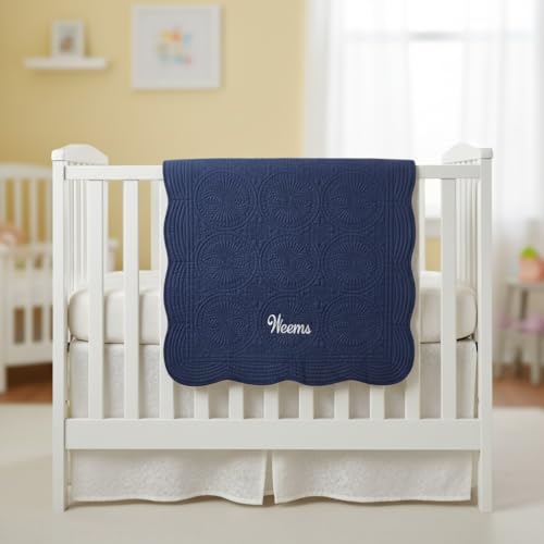 Personalized Baby Blanket – Custom Name, Monogram & Birth Stats, Soft Cotton Heirloom Quilt Keepsake, Unique Baby Gift for Boys & Girls (Simple Everyday Quilt) - color: Simple Everyday Quilt