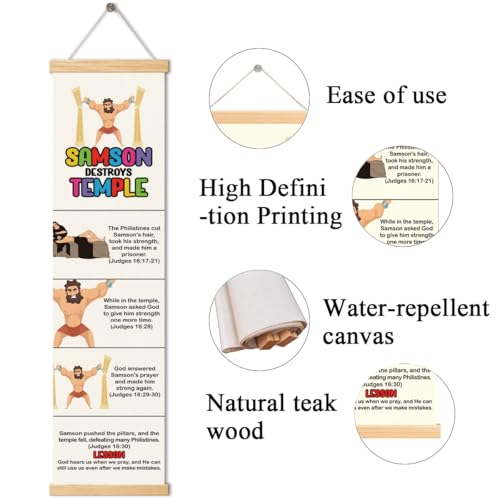 Samson Strength Banner, Church Banner, Christian Rustic Hanging Door Flag, Farmhouse Decorations Outdoor Indoor, Church Activity Decor, Bible Lesson, Scripture and Words Decorations - color: Style 22