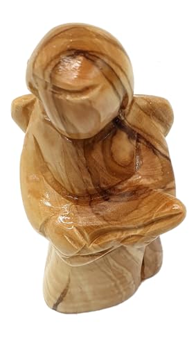 Zuluf Olive Wood Angel Playing Harp (4.3") – Hand Carved Musical Angel Figurine from Bethlehem – Christian Christmas Decor – Church Choir & Music Lover Gift – Holy Land Statue - color: 4.3" Angel Playing Violin