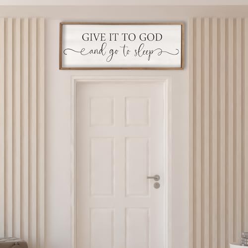 Surfapans Give It To God And Go To Sleep Sign, 40"x15", Wood - color: Give It To God And Go To Sleep(Wood), size: 40"L x 15"W