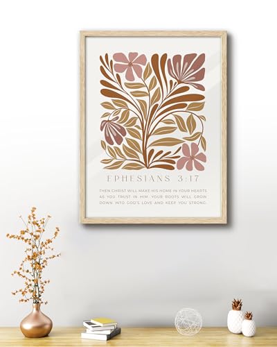 EcoHest 16x20 in Ephesians 3:17 Abstract Floral Framed Christian Wall Art - color: Framed Ephesians, size: 20"L x 16"W