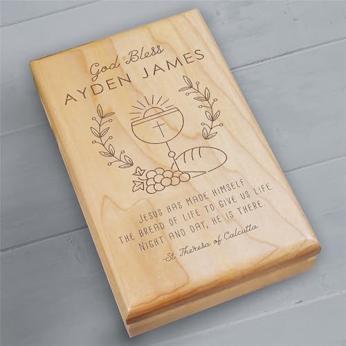 GiftsForYouNow Engraved Communion Chalice Valet Box - color: God Bless