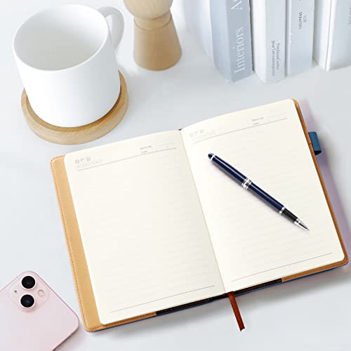 A5 Lined Leather Notebook and Pen Set with Gift Box, 240 Pages Refillable Journal with Pocket and Magnetic Buckle, Hardcover Daily Diary for Men and Women Business Travel Personal Writing- Blue - color: Blue
