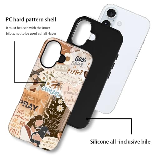 Compatible with iPhone 16 Case, Jesus Quote Collage Cover for Women Men, Shockproof Soft TPU and Hard PC Protective Phone Case for iPhone 16 - color: Jesus Quote Collage, size: Iphone 16