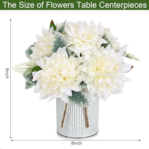6 Set Pre-Made Flower Table Centerpieces (White, 6 X Dahlias Table Centerpieces) - color: White, size: 6 X Dahlias Table Centerpieces