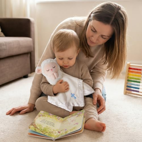 Baptism Gifts for Boys and Girls, Loveys for Babies Lamb Security Blanket - color: BABY BLUE LAMB