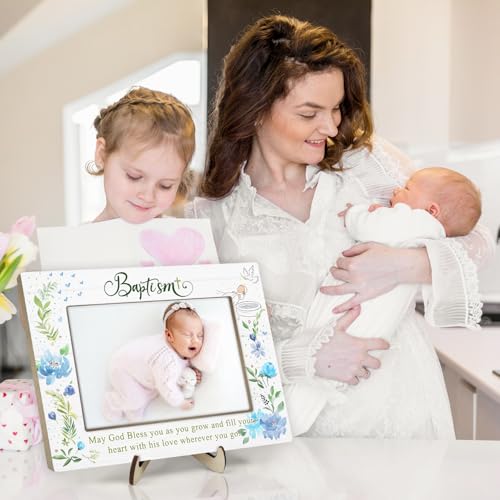Baptism Gifts for Girl, Baptism Gifts for Boys, Baby Baptism Gift, Baptism Picture Frame, Baptism Gift for Godchild From Godparents-May God Bless You Wherever You Go, 4x6Inch Photo (Green) - color: Green