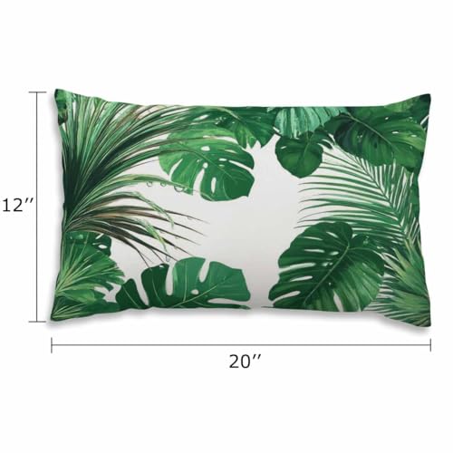 EKOBLA Palm Leaves Farmhouse Oblong Rectangle Throw Pillow Covers Tropical Jungle Green Leaf Garden Branches Square Decorative Cushion Case for Couch Sofa Chair Bed Cotton Linen 12x20 Inch - color: Multi-bs12