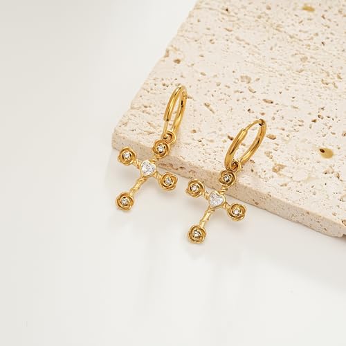 Sylph Cross Earrings for Women Men Cross Huggie Hoop Earrings - style: Large