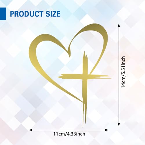 Love Cross Sticker Decal, Automotive Decals, Faith Hope Heart Vehicle Bumper Mirror Decoration Decal, Religious Auto Window Stickers Decorative Accessories for SUV Sedan Truck (Gold)