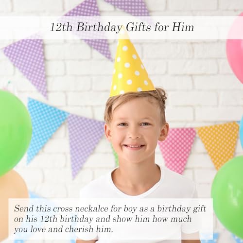 EPIRORA 10/11/12/13/14/15/16/17/18/19/20th 21st Birthday Gifts for Men Boys, Stainless Steel Chain Silver Cross Necklace Jewelry Presents for Son Grandson Nephew Brother - style: 12th Bday