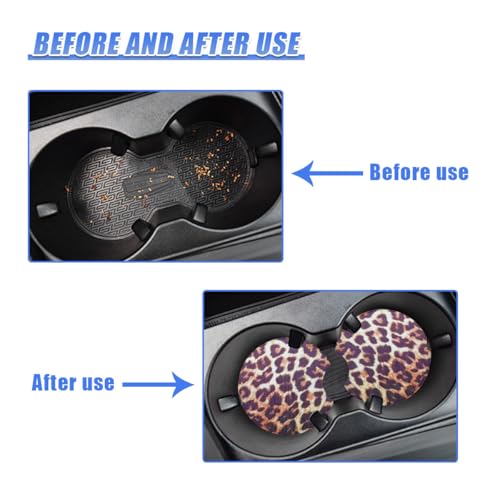 Leopard Print Car Cup Holder Coasters, 2.77'' Drink Cup Mat, No.4 - size: No.4