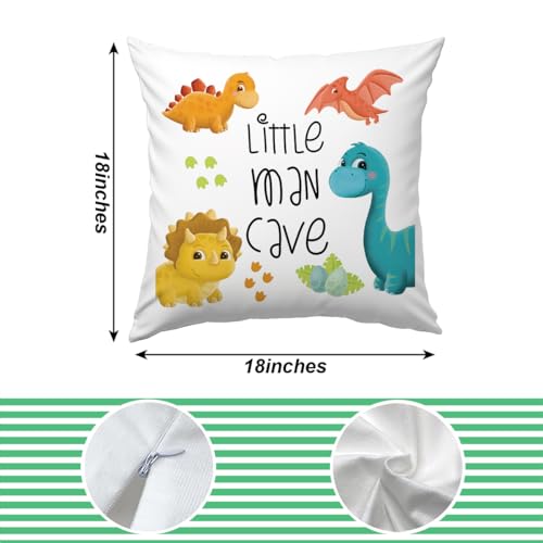 Dinosaur Throw Pillow Covers, Dinosaur Lover Gift,Little man cave in Dinosaur, Christmas Decorative Throw Pillow Cover, Soft Plush Flannel Fluffy Couch Pillow Covers for Sofa Living Room Home Decor - color: Little Man Cave