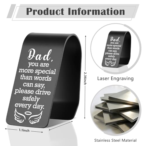 YODOCAMP Drive Safe Dad Car Visor Clip, for Dad from Daughter Son, You are More Special Than Words Can Say Engraved Reminder, Safe Driving Car Accessory TZC190 - color: Black-C190