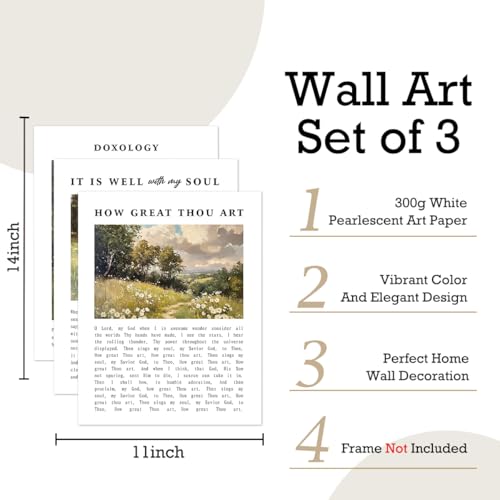 PQVRTMO Set of 3 Poster Bible Verse Wall Art,Christian Wall Decor - color: It Is Well with My Soul