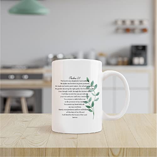kunlisa Christian Mugs Cup,PSALM 23 The Lord is My Shepherd Bible Verses Ceramic Mug-11oz Coffee Milk Tea Mug Cup,Christian Faith Mugs,Gifts for Christian Women Men Teens Girls Boys - color: Bible2