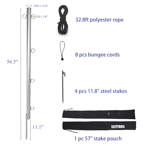 Outdoor Banner Stand, 13.7lb In-Ground Horizontal Banners Holder Stand, Banner Display with 4.7ft Galvanized Steel Posts Welded Corner Stakes, Rope(Banner Not Included)