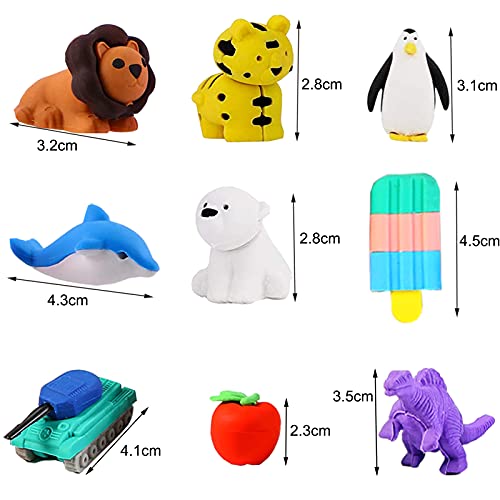 URSKYTOUS 110Pcs Animal Erasers Kids Desk Pets Pencil Erasers 3D Puzzle Eraser Bulk Mini Animal Food Toys Fun Cute Eraser for Classroom Rewards, Game Prizes, Treasure Box, Easter Egg Fillers - style: 110Pcs
