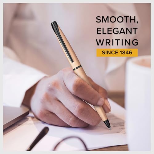 Cross ATX Brushed Rose Gold Ballpoint Pen, Medium Point, Black Ink - color: Sandblasted Rose Gold