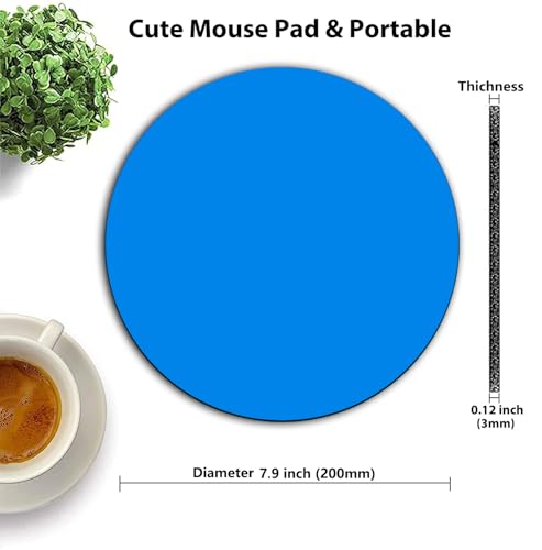 Blue Round Mouse Pad Portable, Circular Blank Desk Mat for Laptop - color: Blue Color