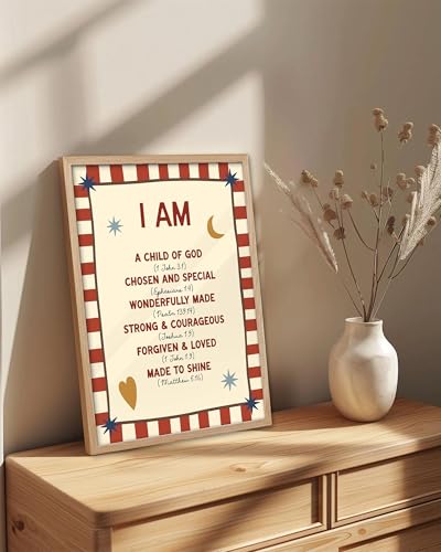 KensTro 12x16 Oak Framed I Am a Child of God Scripture Wall Art - color: I Am a Child of God-Framed, size: 16"L x 12"W