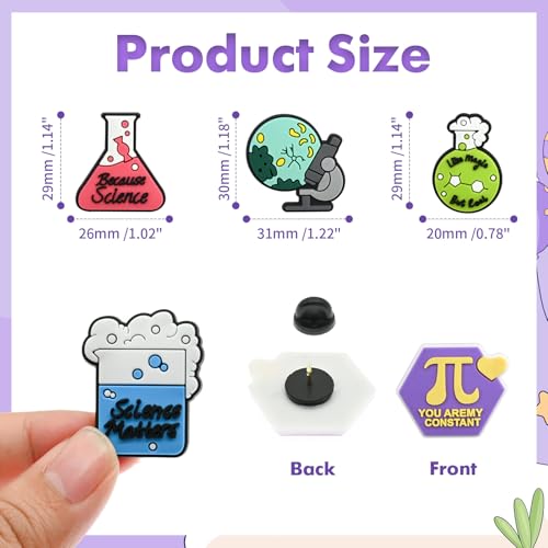 Cute Pins Bulk, Funny Lapel Badge Pins Rubber Brooch Pins for Backpacks, Hats, Bags - style: Science-24PCS