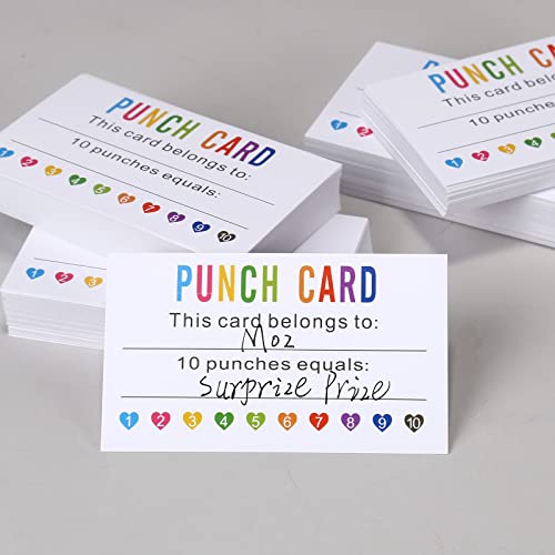 Punch Cards 200 Pack Reward Punch Cards with Heart Shape Hold Puncher - size: 3.5 IN Heart