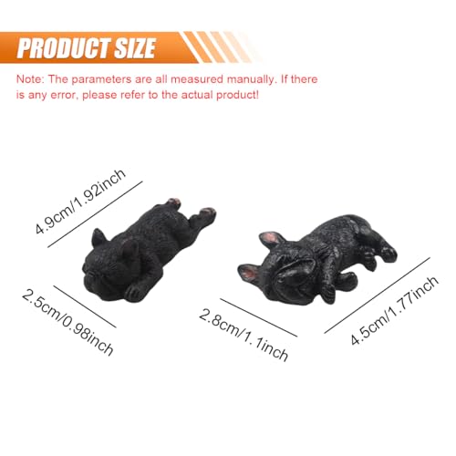 2PCS Resin Bulldog Car Dashboard Ornaments, Black - color: Black