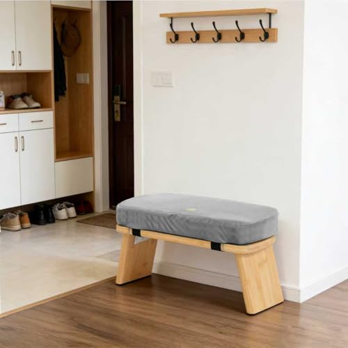 Bamboo Meditation Bench, Foldable Prayer Stool (Grey-Bag) - color: Grey-bag