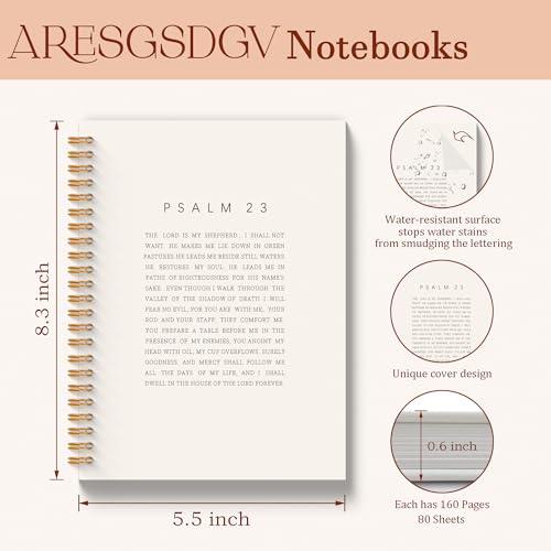 Christian Journal for Women, Psalm 23 the Lord Is My Shepherd Bible Notebooks for Note Taking, Church Notes Journal, Prayer Religious Spiral Notebook 5.5x8.3 Inch - color: PSALM 23