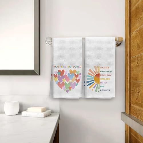 OHSUL Boho Positive Affirmation Kids Hand Towels Dishcloth Set of 4, Inspirational Motivational Gifts Kitchen Dish Tea Towel Hand Towels for Kids Girls Boys Toddler Bathroom Decor, 16x24 Inches - color: Color-08